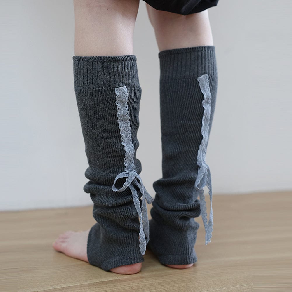 LACE RIBBON LEG WARMER LIGHT BLUE-SAENGIN STUDIOS-APOC STORE