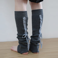 LACE RIBBON LEG WARMER LIGHT BLUE-SAENGIN STUDIOS-APOC STORE
