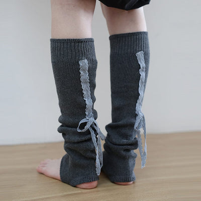 LACE RIBBON LEG WARMER LIGHT BLUE-SAENGIN STUDIOS-APOC STORE