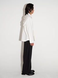 Pleated Hidden Button Shirts White-Woojun Jang-APOC STORE