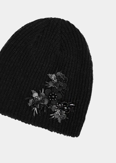 FLOWER PATCH BEANIE BLACK-SAENGIN STUDIOS-APOC STORE