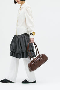 RIBBON BAGUETTE BAG BURGUNDY-SAENGIN STUDIOS-APOC STORE