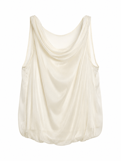 Bordeaux Silk Cami Top in White-PAIDEN-APOC STORE