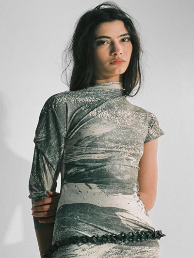 Printed jersey dress-Nensi Avetisian-APOC STORE