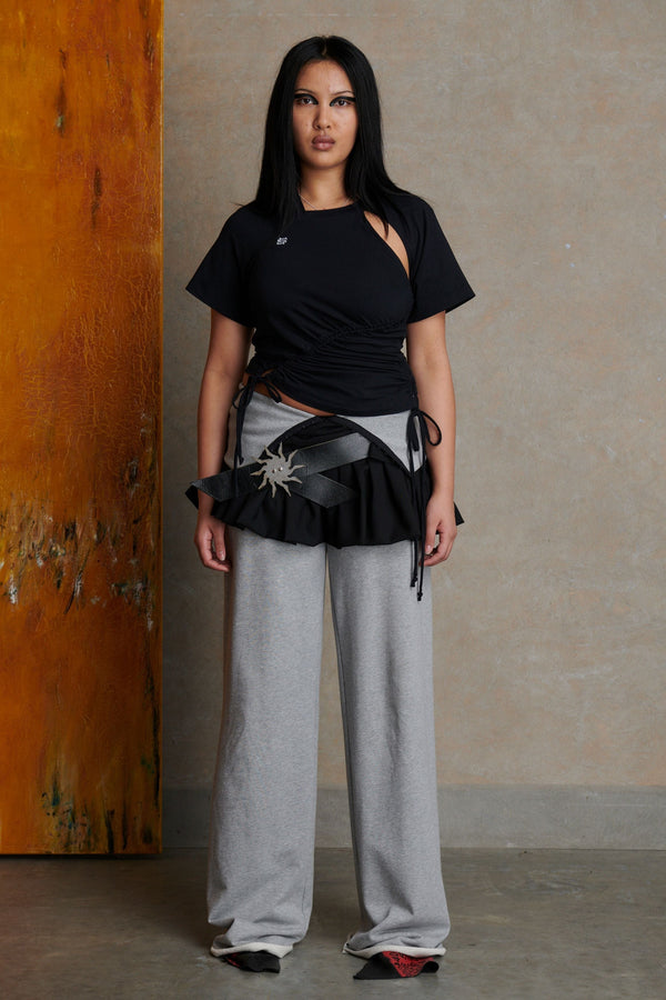 Ruched Short Sleeve - Black-Karlaidlaw-APOC STORE