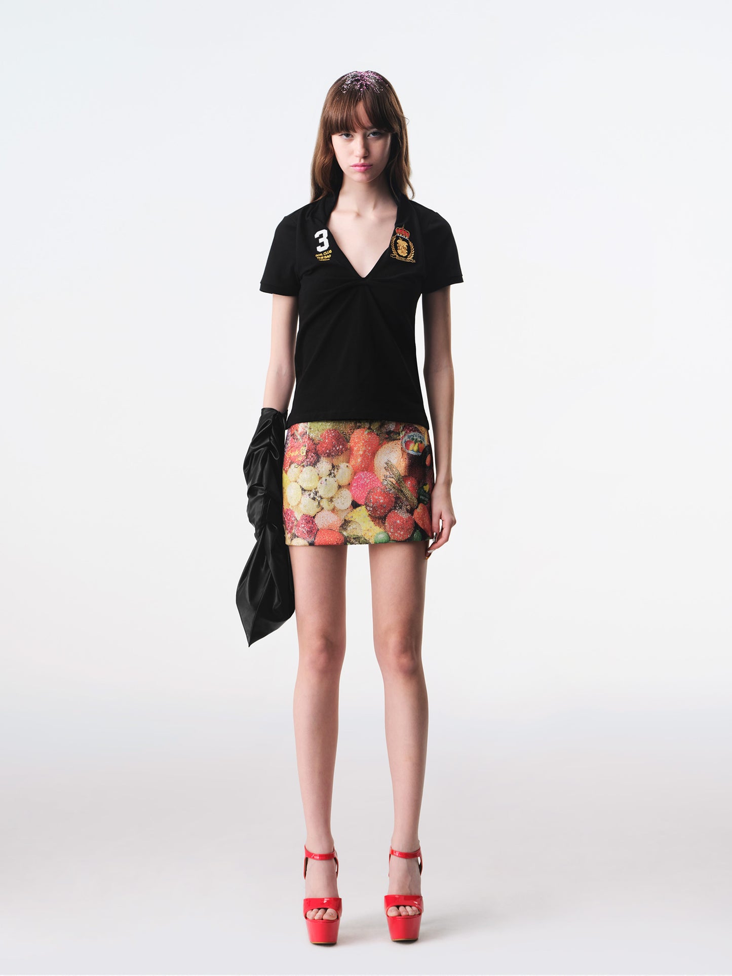 Black Knotted Deconstructed Polo Top-TRINITE Studio-APOC STORE
