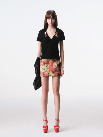 Black Knotted Deconstructed Polo Top-TRINITE Studio-APOC STORE