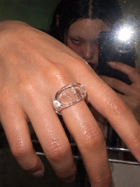 Chunky Signet Glass Ring 0108-Rain and Rivers-APOC STORE