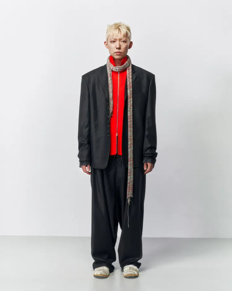 Glitched Sleeve Tailored Jacket 001 _ Black-Taekh-APOC STORE