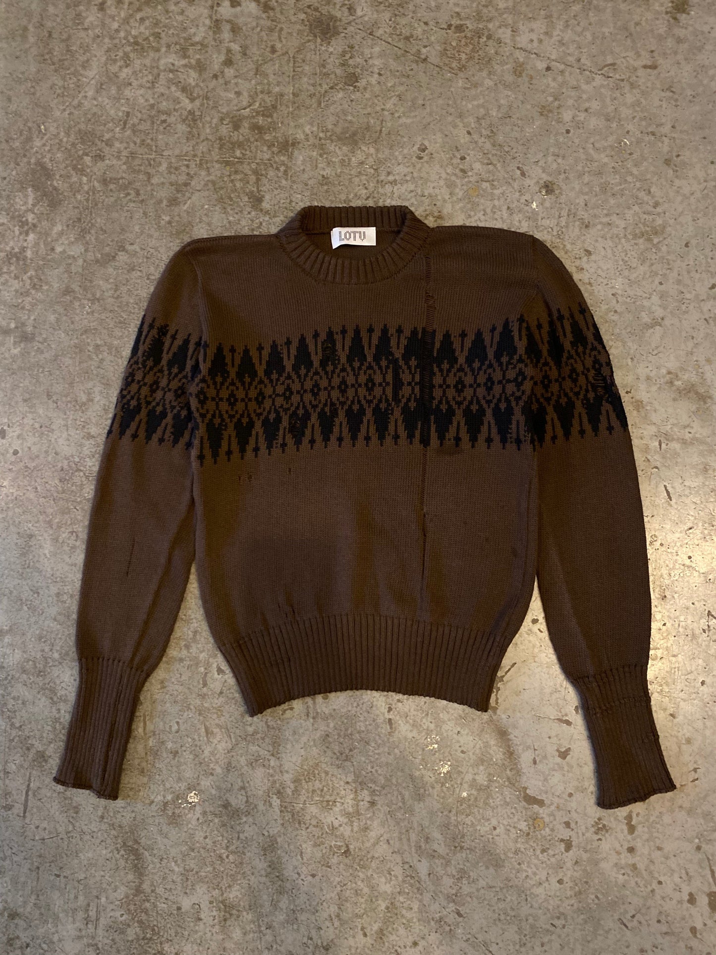 Distressed Fairisle jumper-Lilies of the Valley-APOC STORE