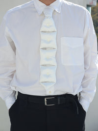 Silk Pillow Necktie Necklace - White-Julye Han-APOC STORE