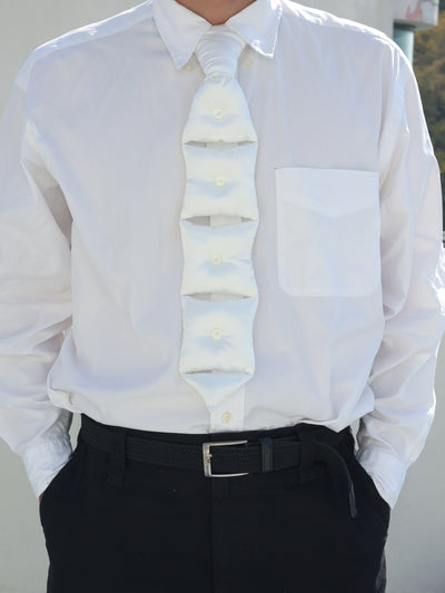 Silk Pillow Necktie Necklace - White-Julye Han-APOC STORE