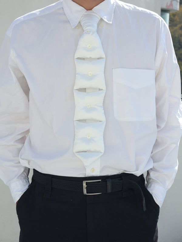 Silk Pillow Necktie Necklace - White-Julye Han-APOC STORE