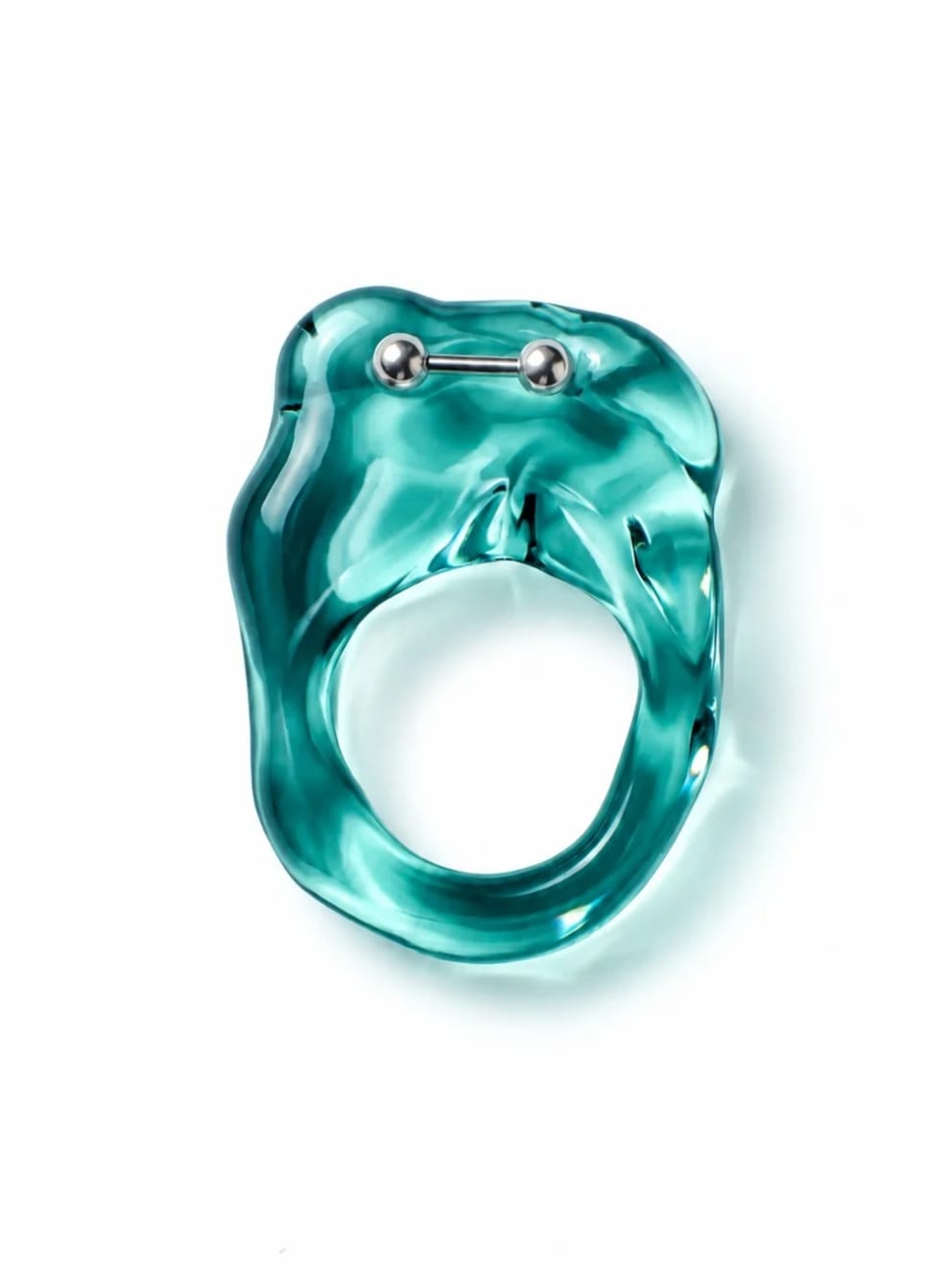 Brutalist Pierced Glass Ring 0117-Rain and Rivers-APOC STORE