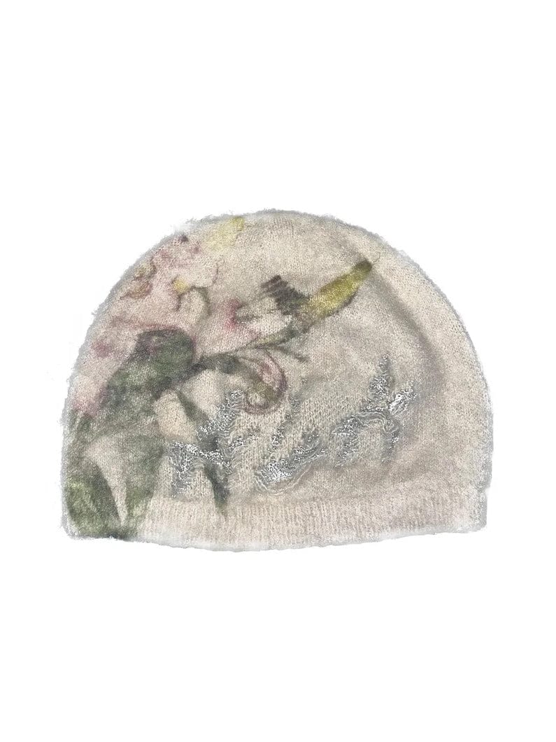 Floral print felt reflective jacquard beanie-ALA TIANAN-APOC STORE