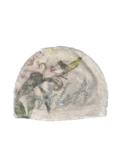 Floral print felt reflective jacquard beanie-ALA TIANAN-APOC STORE