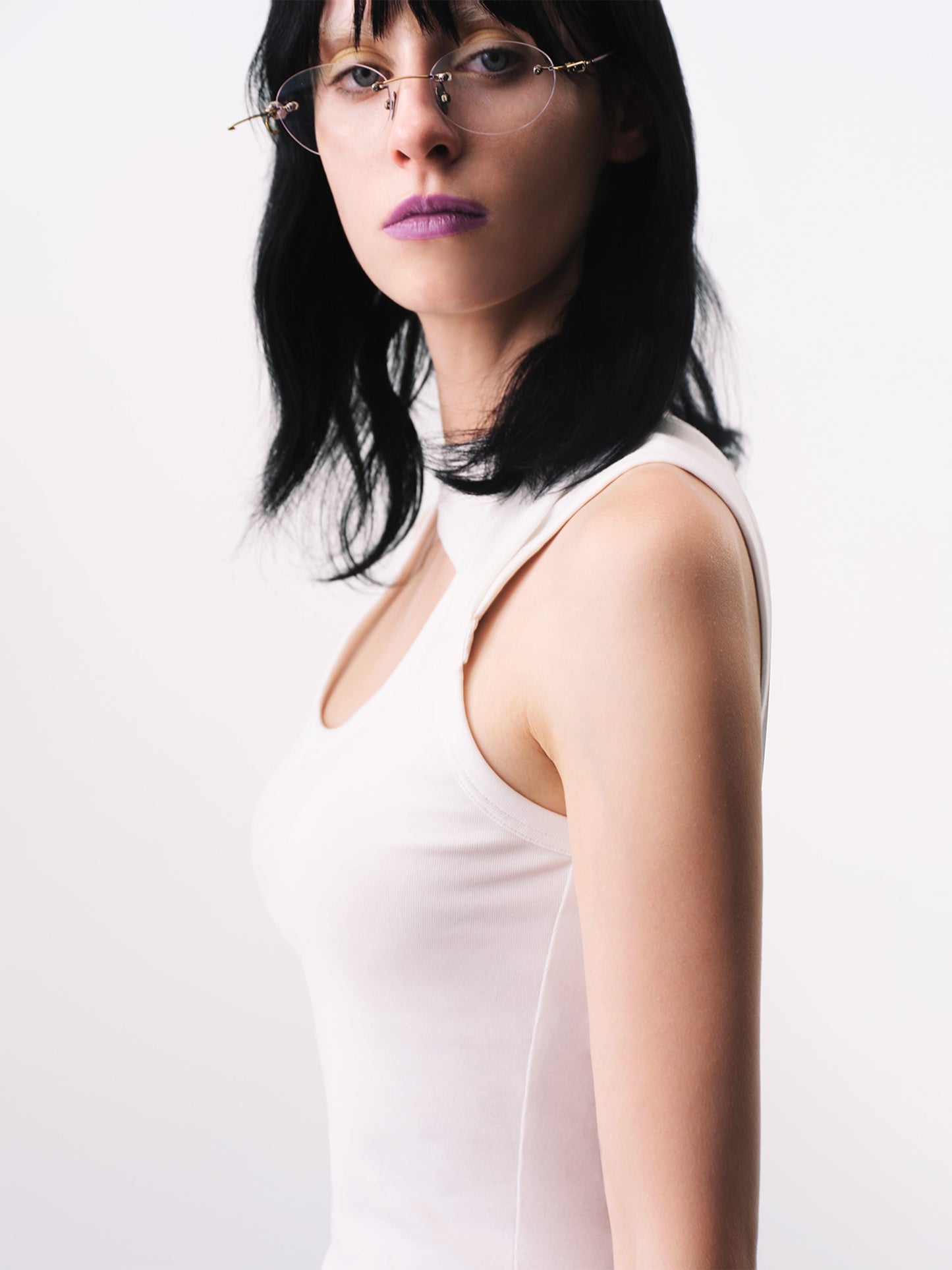 White Asymmetric Wrap Deconstructed Tank-TRINITE Studio-APOC STORE