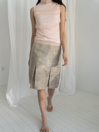 Pigment Pleated Skirt-mesh blanca-APOC STORE