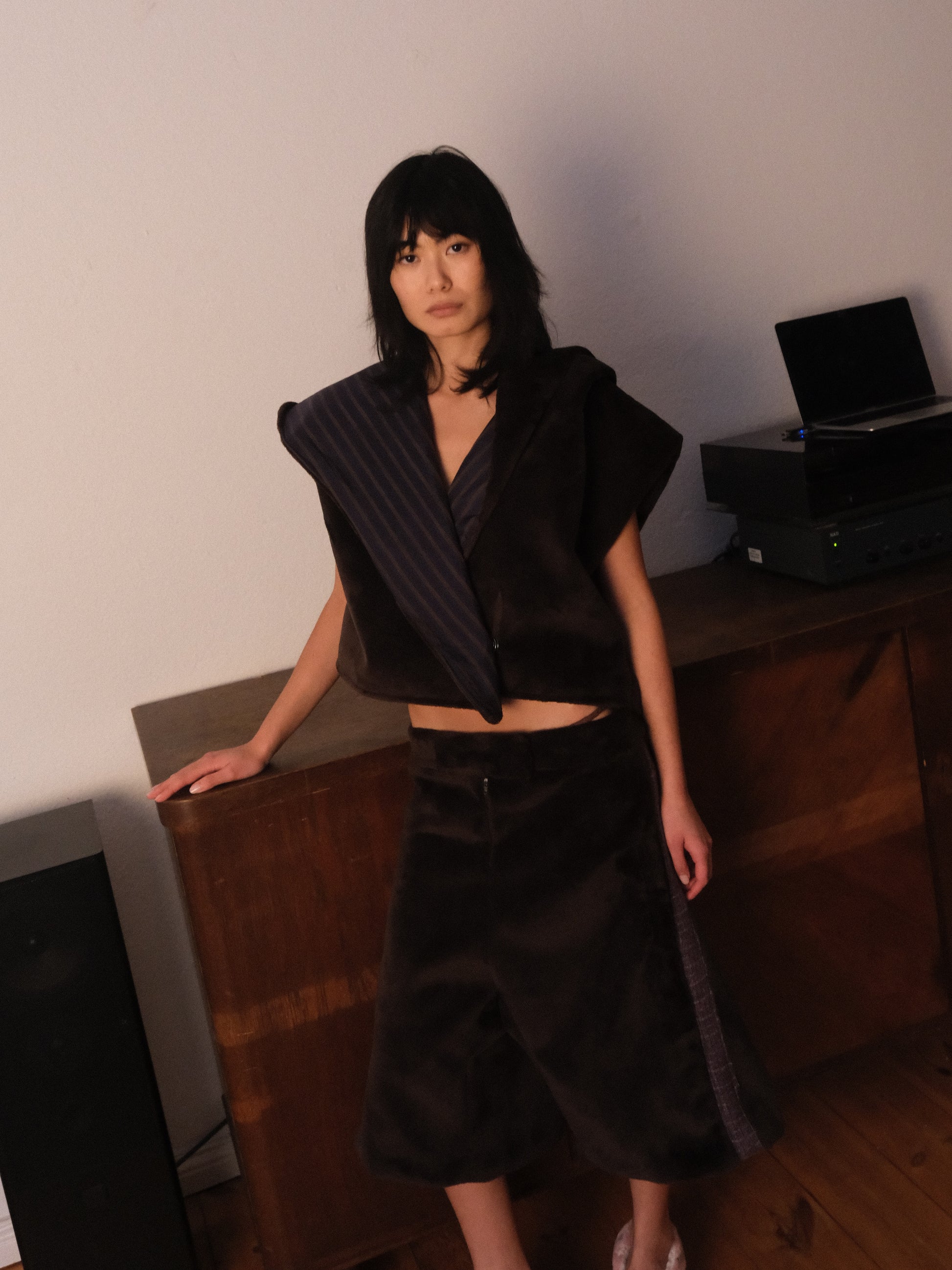 Velour Knee-Length Shorts-Polyhedron-APOC STORE