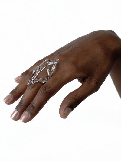 Rombo Sculptural Glass Ring 0111-Rain and Rivers-APOC STORE