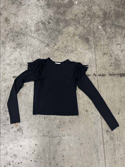 Black Fringe Long Sleeve-Melissa Tida-APOC STORE