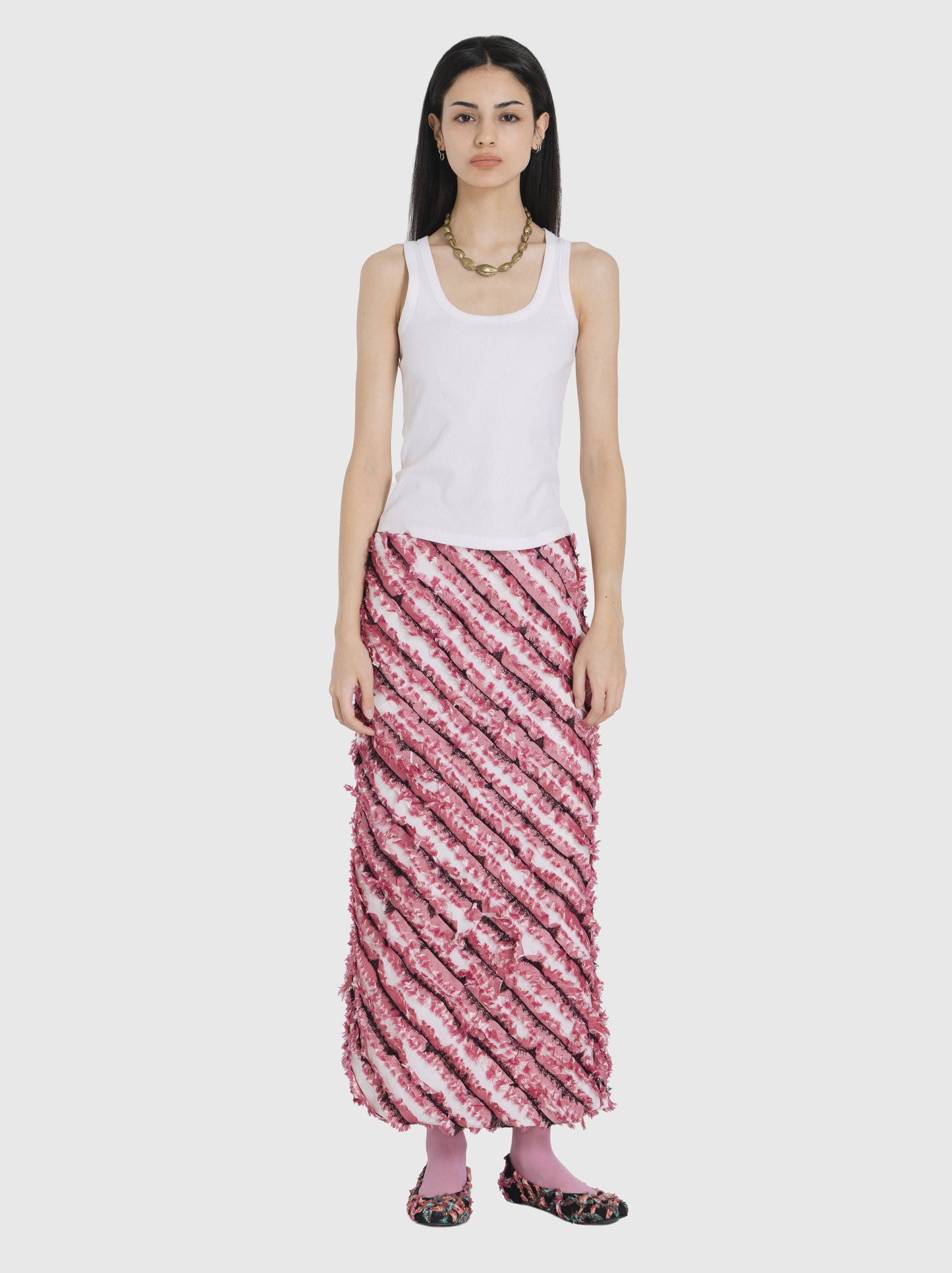 Skirt Long with Stripes-Nensi Avetisian-APOC STORE