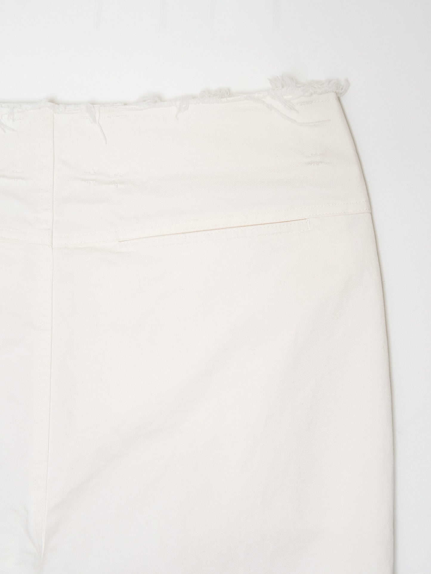 Glitched Hem Straight Cotton Pants 001 _ White-Taekh-APOC STORE
