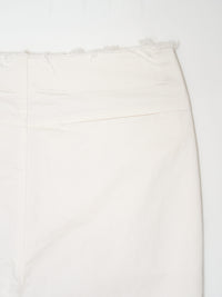 Glitched Hem Straight Cotton Pants 001 _ White-Taekh-APOC STORE