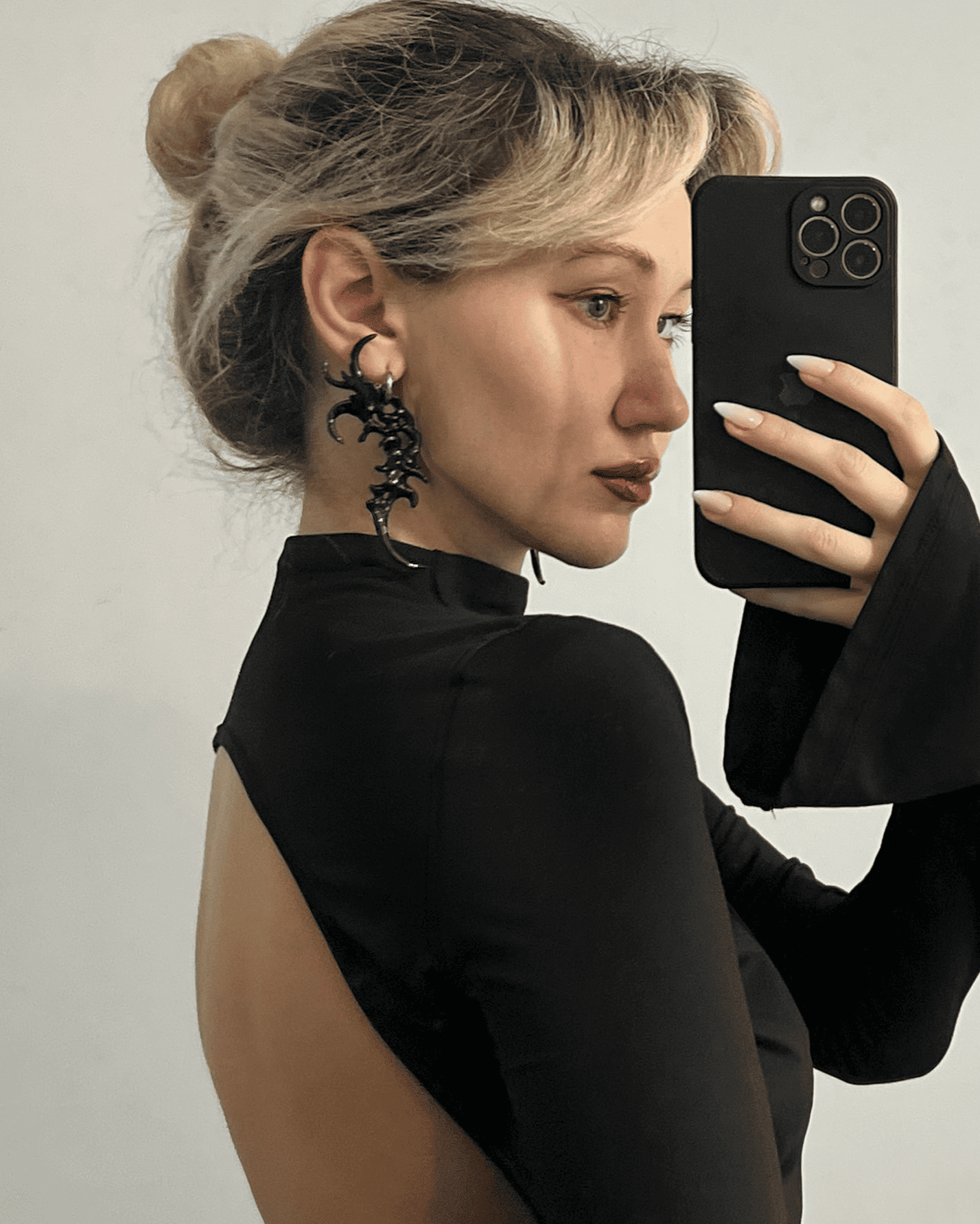 Organic Form Earrings Black-WHYNOEN-APOC STORE
