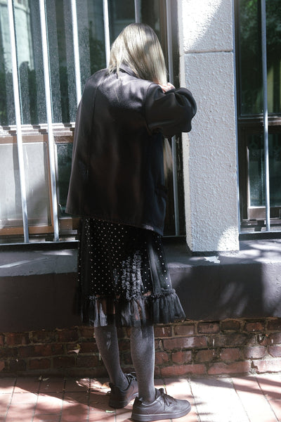 BANDING RUFFLE SHA DOT SKIRT - BLACK-SAENGIN STUDIOS-APOC STORE