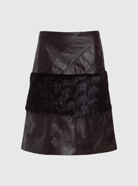 Fur and Leather Midi Skirt-Nensi Avetisian-APOC STORE