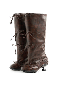 Strapped Ballet Boots Brown-EMPTY BEHAVIOR-APOC STORE