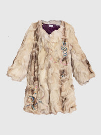 Fur Coat With Embroidery-Nensi Avetisian-APOC STORE