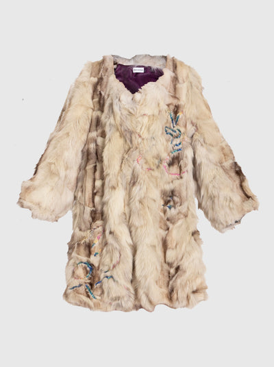Fur Coat With Embroidery-Nensi Avetisian-APOC STORE