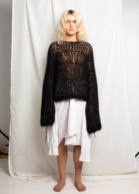 Black Knit Hoodie-VAISSEAU-APOC STORE