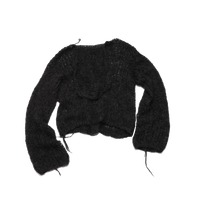 Black Knit Hoodie-VAISSEAU-APOC STORE