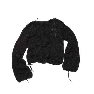 Black Knit Hoodie-VAISSEAU-APOC STORE