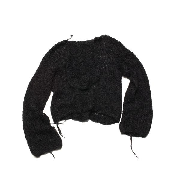 Black Knit Hoodie-VAISSEAU-APOC STORE