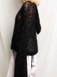 Black Knit Hoodie-VAISSEAU-APOC STORE