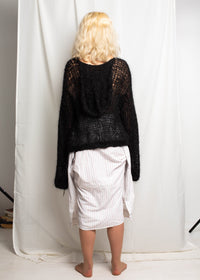 Black Knit Hoodie-VAISSEAU-APOC STORE