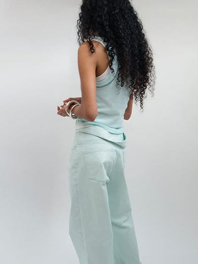 Twist Waistband Jeans Celadon Green-René Scheibenbauer-APOC STORE