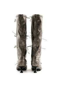 Strapped Ballet Boots Silver and Black-EMPTY BEHAVIOR-APOC STORE