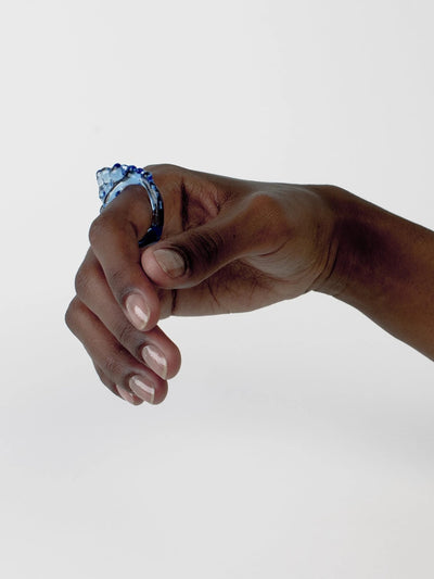 Chunky Beaded Glass Ring 0093-Rain and Rivers-APOC STORE