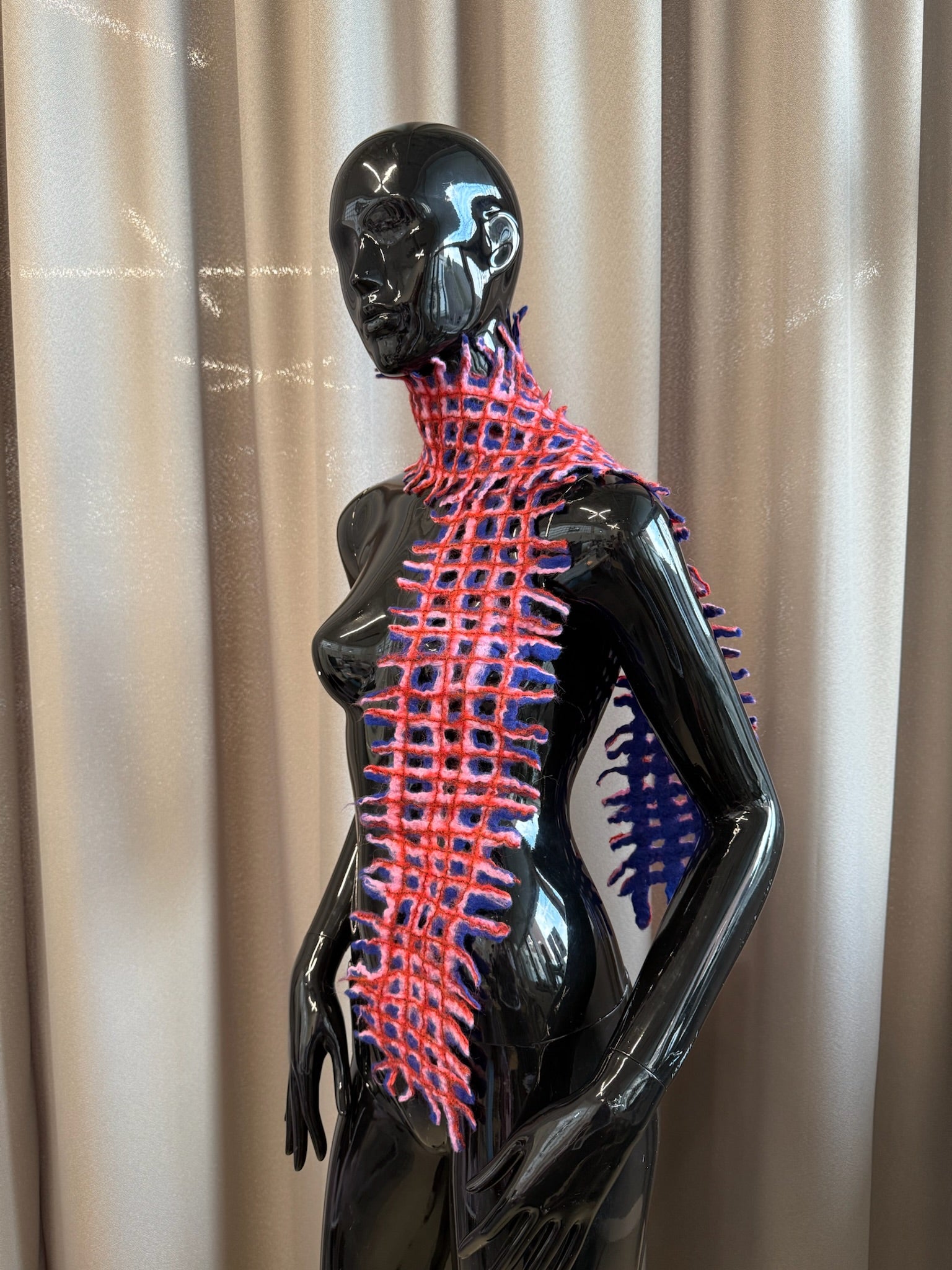 Felted scarf blue/rose long-TATi-APOC STORE