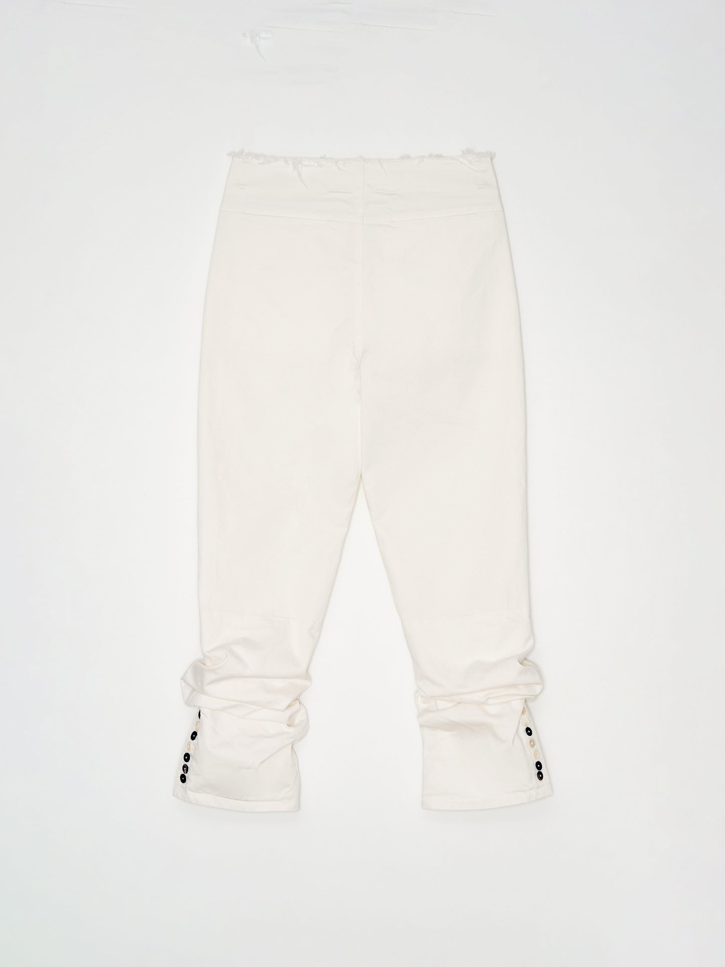 Glitched Hem Straight Cotton Pants 001 _ White-Taekh-APOC STORE