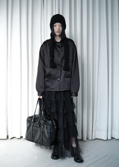 TULLE TIERED LONG SKIRT - BLACK-SAENGIN STUDIOS-APOC STORE