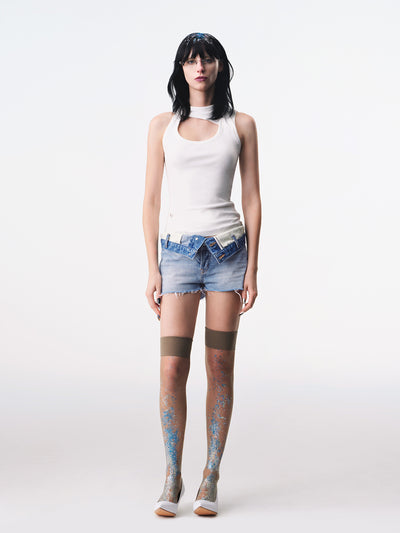 White Asymmetric Wrap Deconstructed Tank-TRINITE Studio-APOC STORE