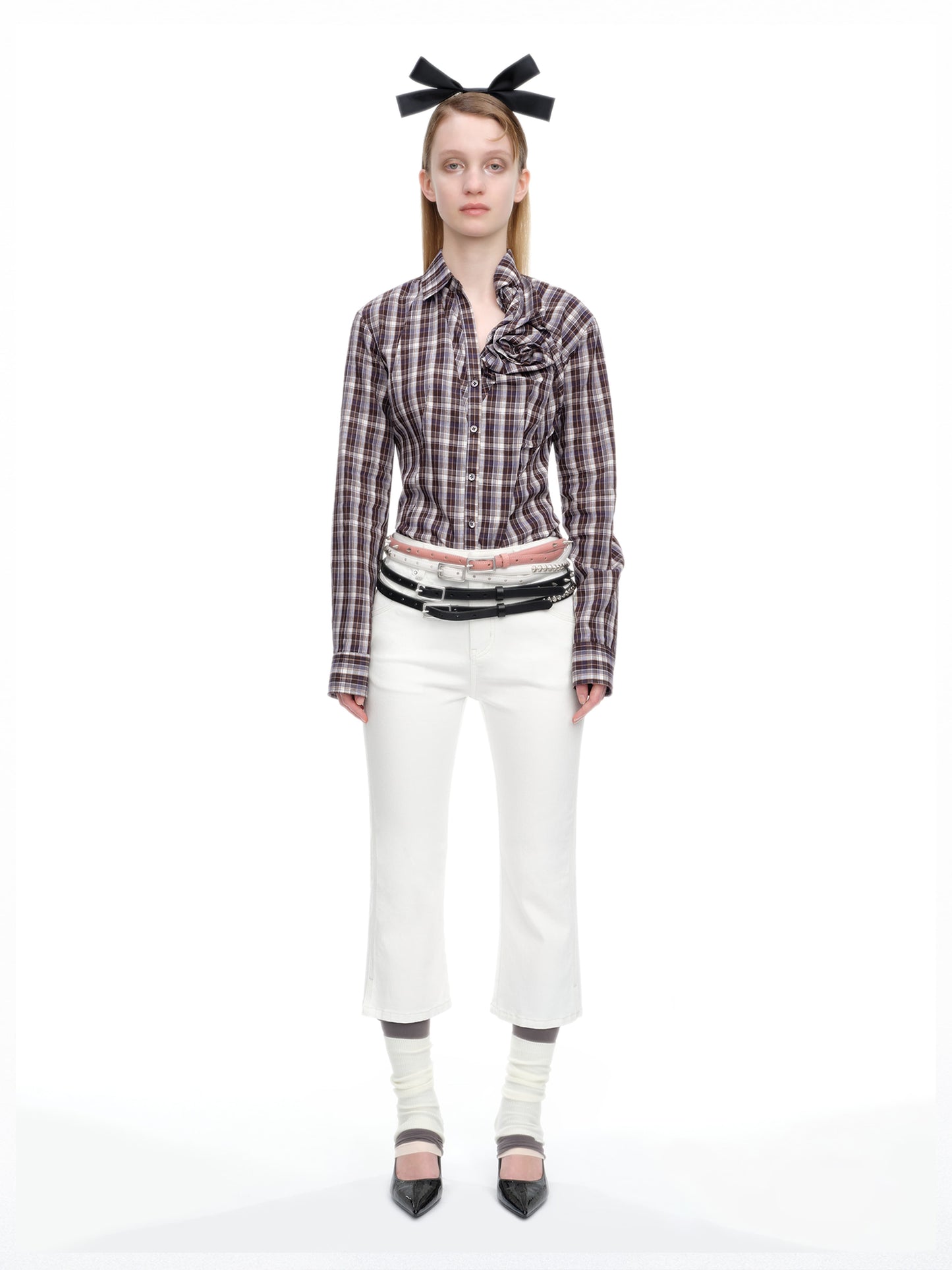 White Stretch Slit Denim-TRINITE Studio-APOC STORE