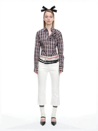 White Stretch Slit Denim-TRINITE Studio-APOC STORE