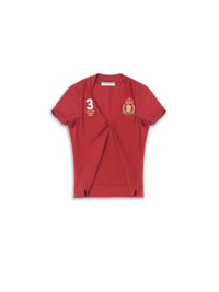 Red Knotted Deconstructed Polo Top-TRINITE Studio-APOC STORE